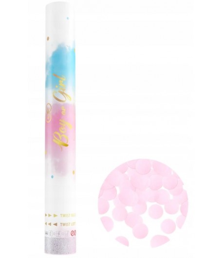 Tuba z konfetti Boy or Girl Różowy Dziewczynka 40 cm