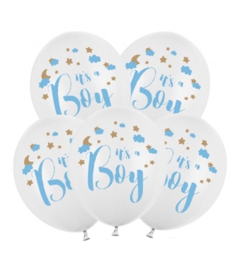 Balony lateksowe "It's a Boy" 5 sztuk Narodziny Baby Shower