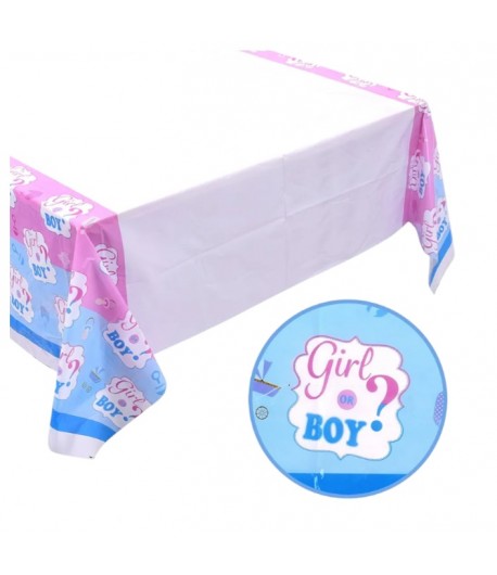 Obrus foliowy Boy or Girl 180x108 cm Baby Shower