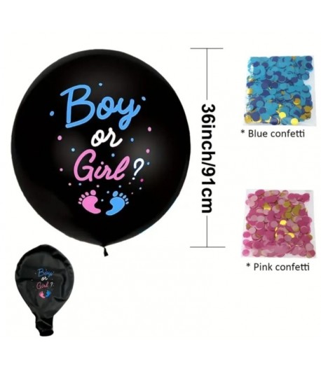 Balon foliowy Boy or Girl 91 cm Baby Shower + konfetti