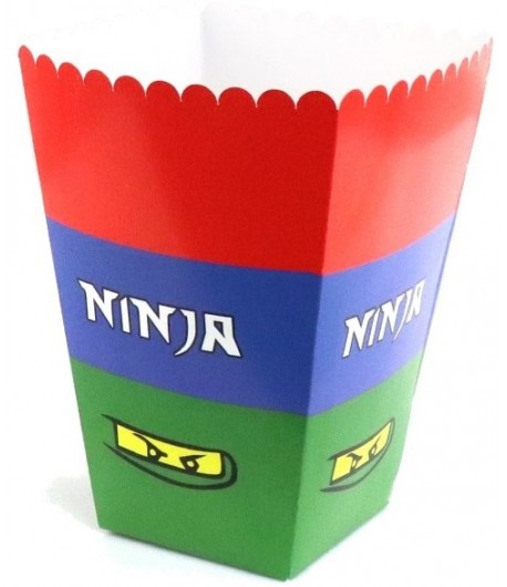 Pudełka papierowe na popcorn Ninja 6 sztuk
