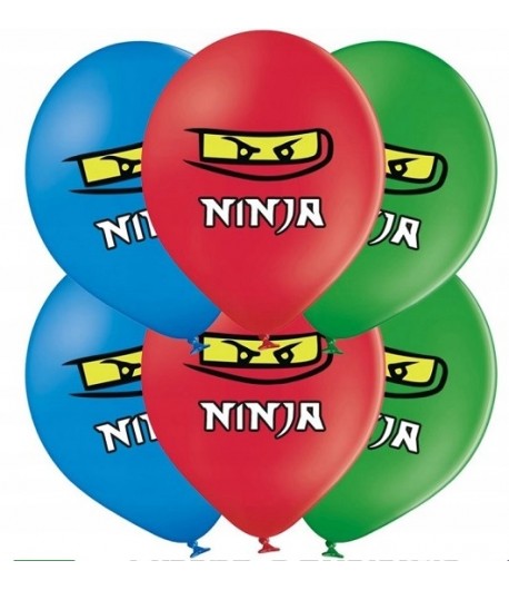 Balony lateksowe Ninja mix kolorów 6 sztuk