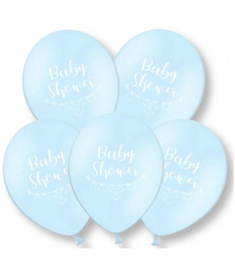 Balony lateksowe BABY SHOWER niebieskie 5 sztuk