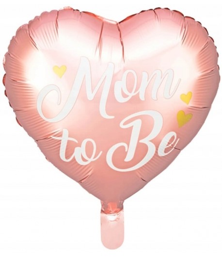 Balon Foliowy Różowy Serce Mom to Be 45 cm Baby Shower