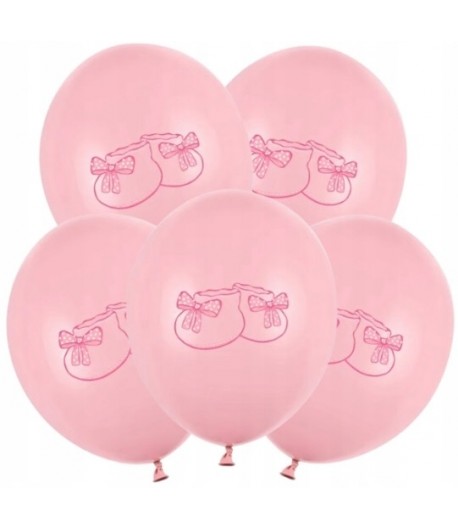 Balony Różowe Buciki Baby Shower 5 sztuk