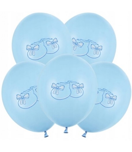 Balony Niebieskie Buciki Baby Shower 5 sztuk