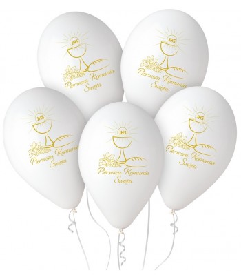balony białe Pierwsza Komunia Święta
