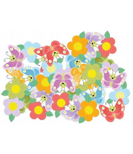 Konfetti wiosenne Kwiatki i motylki 36 sztuk Dekoracje WLK-080
