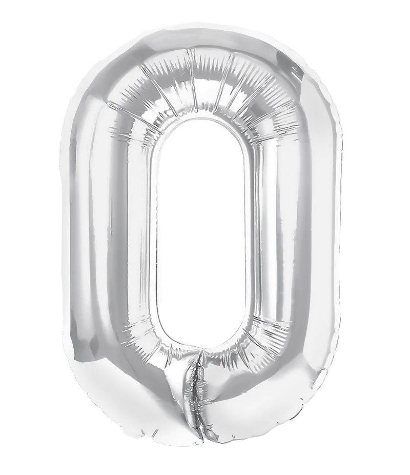 balon foliowy srebrna cyferka 0