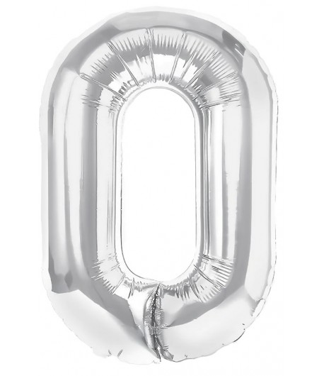 Balon foliowy cyferka 0 70 cm srebrna Urodziny