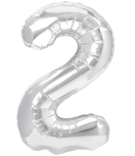 Balon foliowy cyferka 2 70 cm srebrna Urodziny