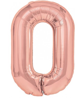 balon różowe złoto cyfra 0
