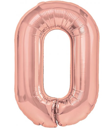 Balon foliowy cyferka 0 70 cm różowe złoto Urodziny