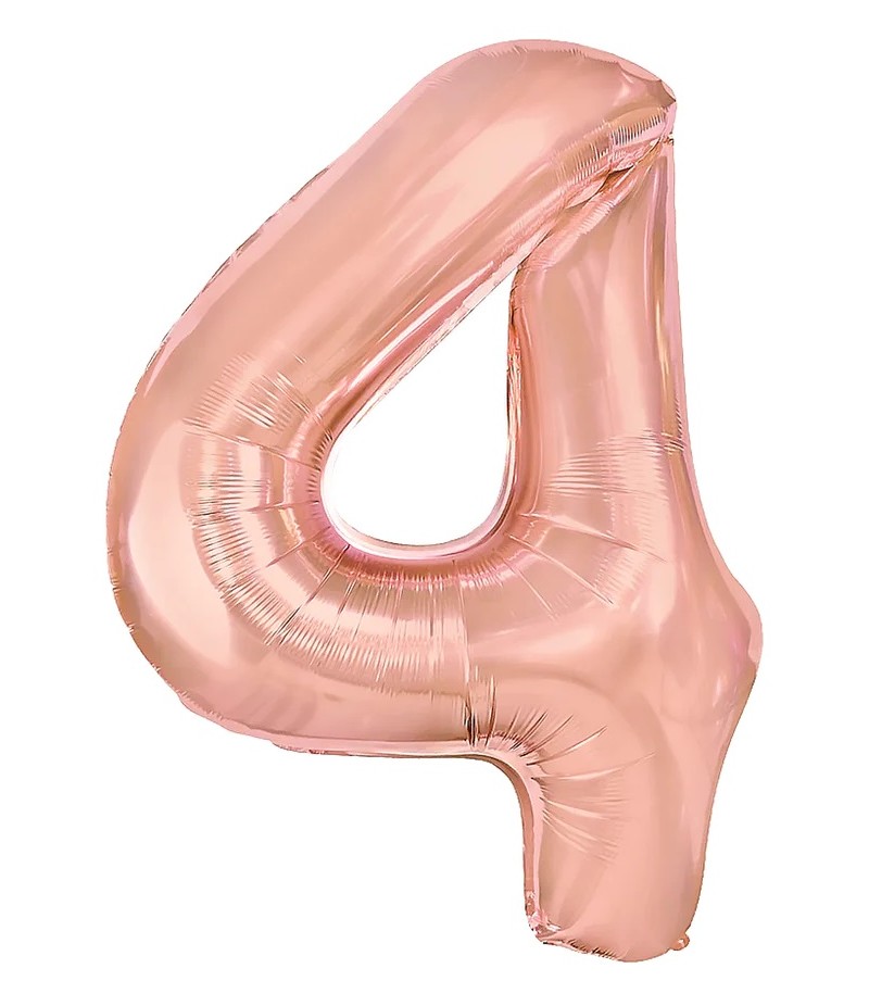 balon różowe złoto cyfra 4