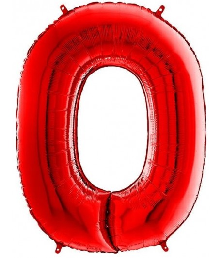 Balon foliowy cyferka 0 70 cm czerwona Urodziny