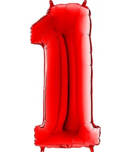Balon foliowy cyferka 1 70 cm czerwona Urodziny