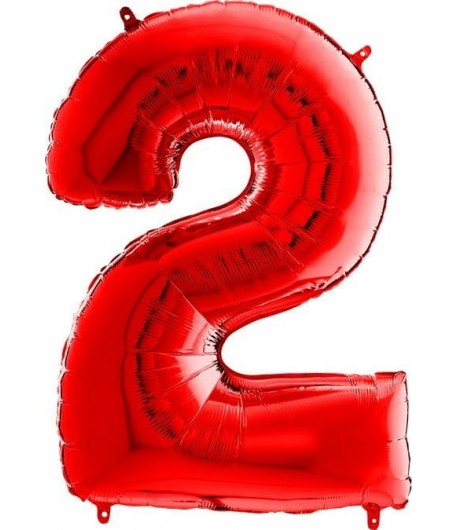 Balon foliowy cyferka 2 70 cm czerwona Urodziny