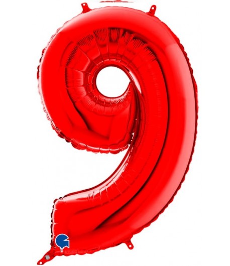 Balon foliowy cyferka 9 70 cm czerwona Urodziny