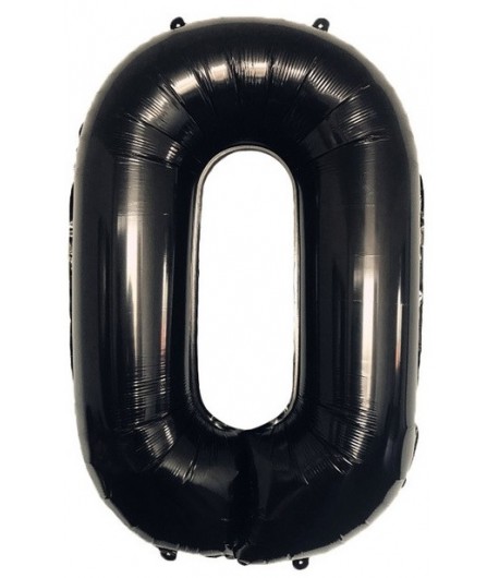 Balon foliowy cyferka 0 70 cm czarna Urodziny