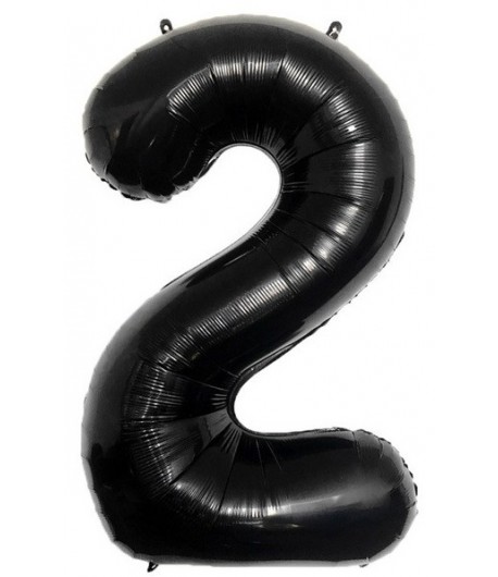 Balon foliowy cyferka 2 70 cm czarna Urodziny