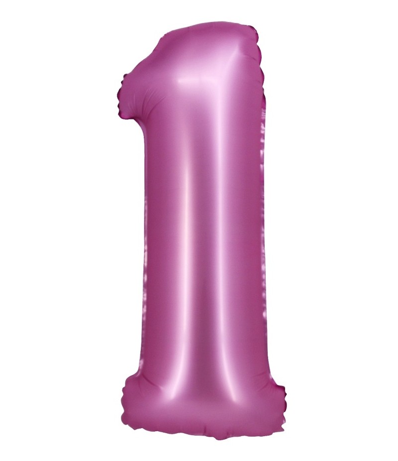 balon różowy satynowy cyfra 1