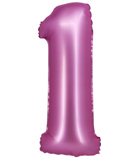 Balon foliowy cyferka 1 76 cm satynowa różowa Urodziny