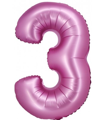 balon różowy satynowy cyfra 3