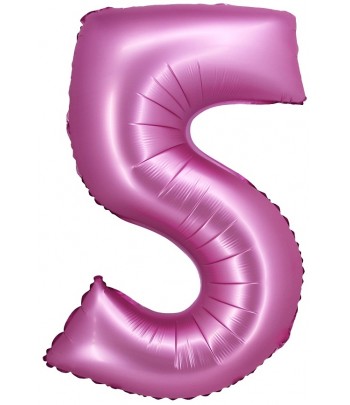 balon różowy satynowy cyfra 5
