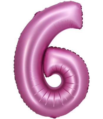 balon różowy satynowy cyfra 6