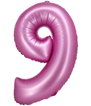 balon różowy satynowy cyfra 9