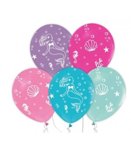 Balony lateksowe Podwodny Świat Syrena Syrenka 5 sztuk Urodziny