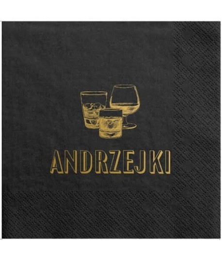 Serwetki na Andrzejki Bal Andrzejkowy 20 sztuk czarne papierowe