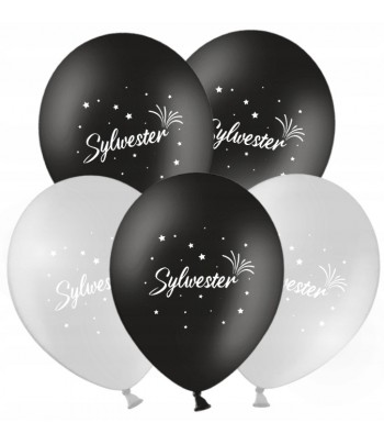 balony sylwester czarne i srebrne
