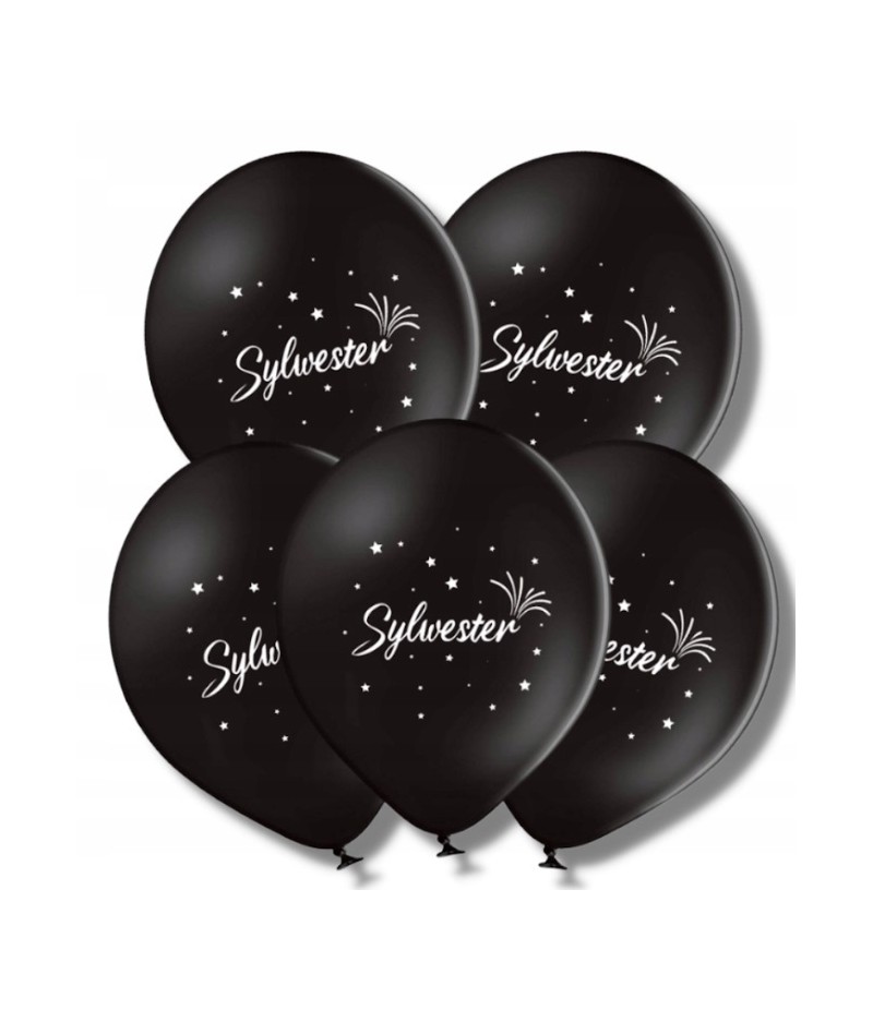 Balony czarne Sylwester 5 sztuk