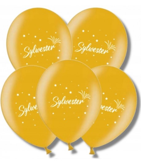 Balony złote Sylwester 5 sztuk