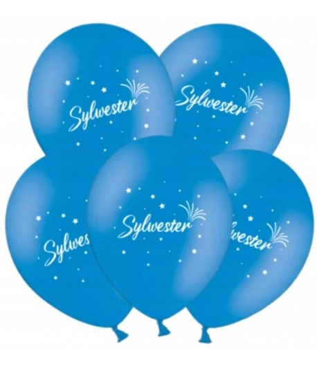 Balony niebieskie Sylwester 5 sztuk