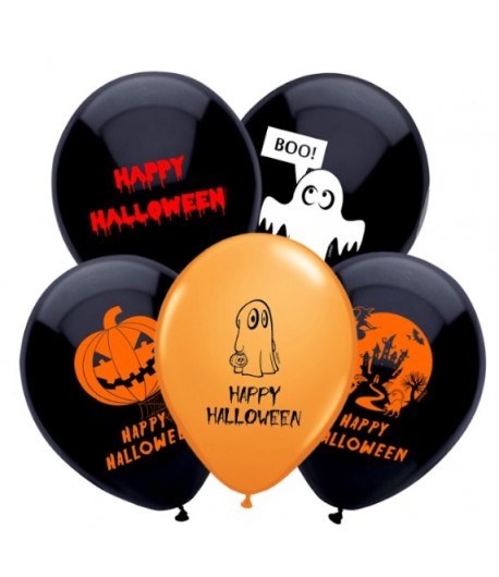 Balony lateksowe na Halloween mix wzorów 5 sztuk HAL-032