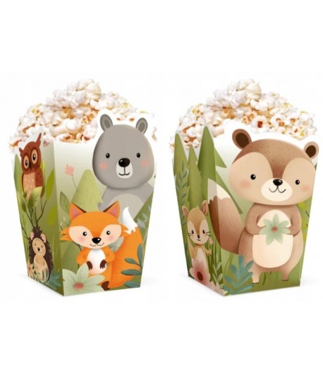 Pudełka na popcorn Zwierzęta Leśne Leśni Przyjaciele 6 sztuk