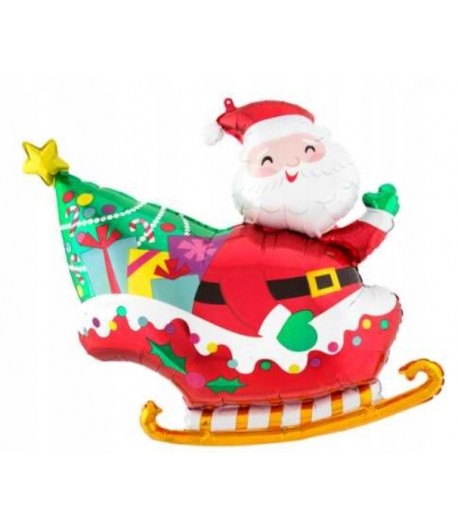 Balon foliowy Święty Mikołaj na saniach 50 cm