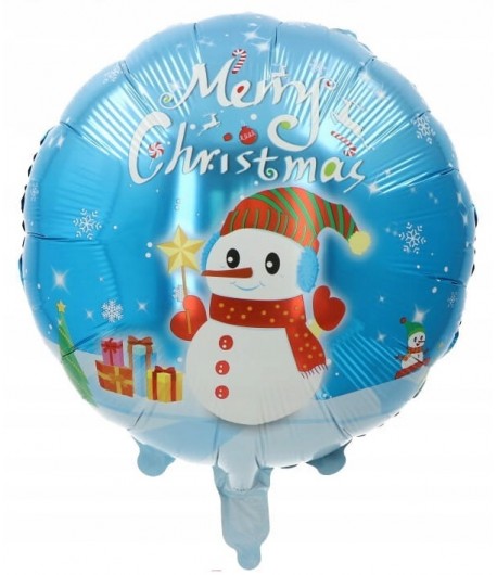 Balon foliowy okrągły Bałwanek Merry Christmas 45 cm