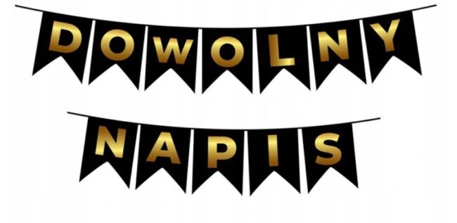 Baner Dowolny Napis Czarno Złote Flagi