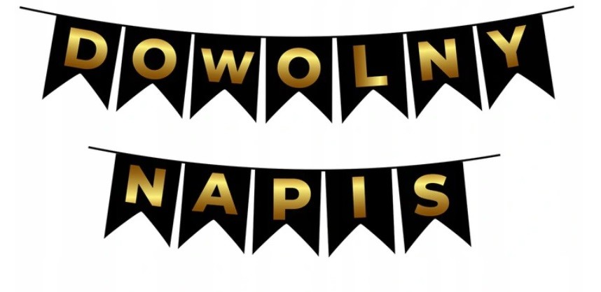 Baner Dowolny Napis Czarno Złote Flagi