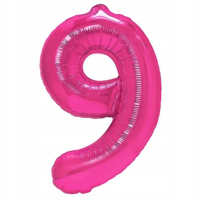BALON FOLIOWY CYFERKA 9 RÓŻOWA 40 CM
