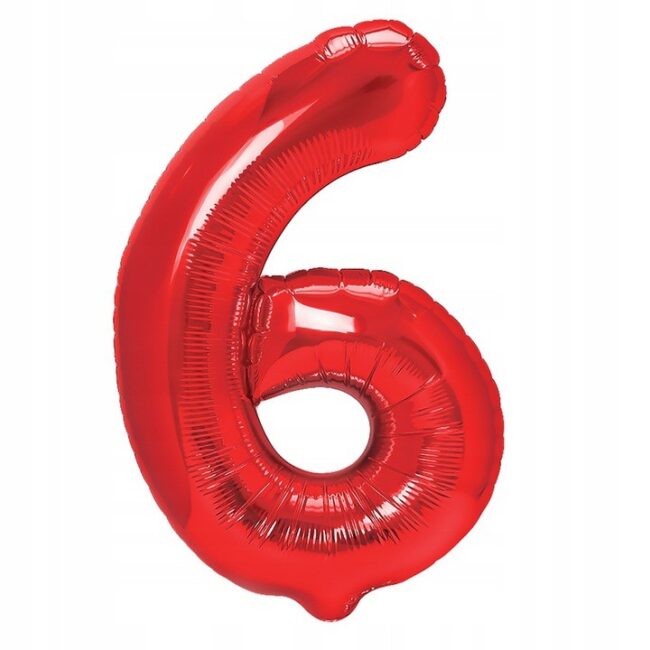 balon cyfra czerwona 6