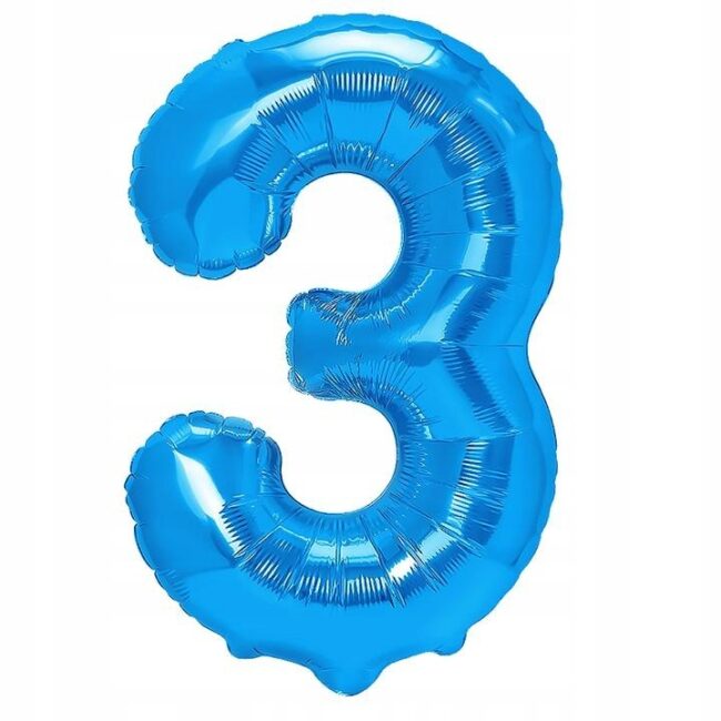 Balon niebieski cyferka 3