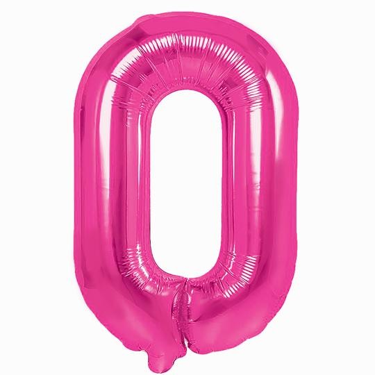 BALON FOLIOWY CYFERKA 0 RÓŻOWA 100 CM