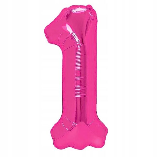 BALON FOLIOWY CYFERKA 1 RÓŻOWA 100 CM