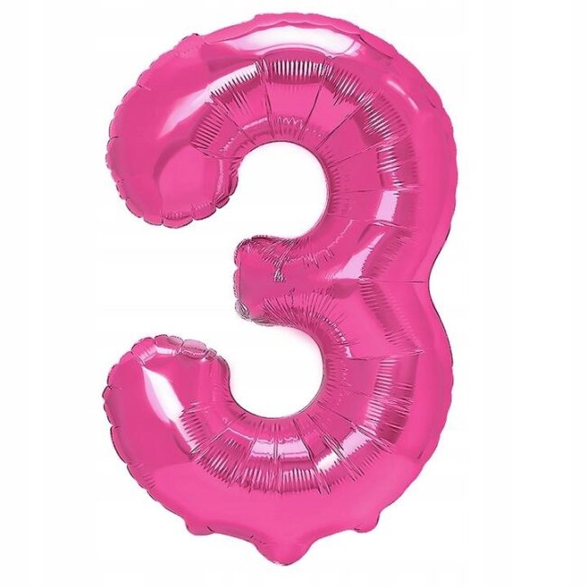 BALON FOLIOWY CYFERKA 3 RÓŻOWA 100 CM