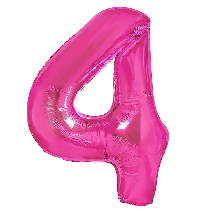 BALON FOLIOWY CYFERKA 4 RÓŻOWA 100 CM