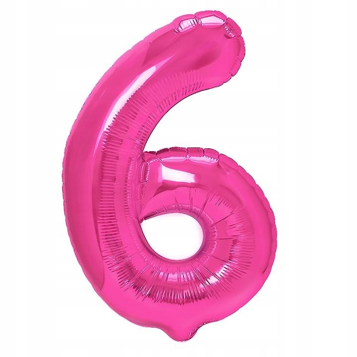 BALON FOLIOWY CYFERKA 6 RÓŻOWA 100 CM